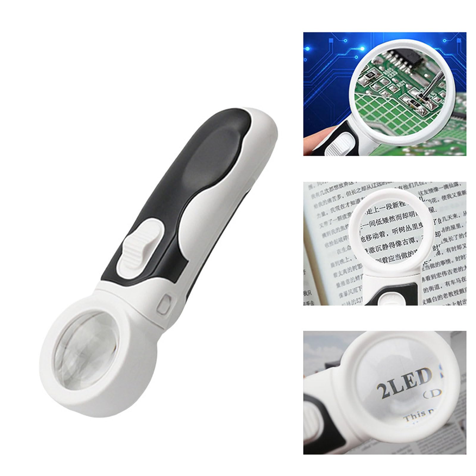 Glass 16X Handhelds Large Glass 2 LED Illuminated Light Magnifier for Senior Reading