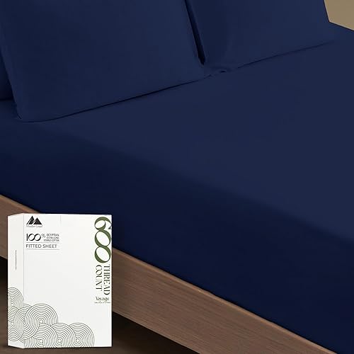 MAYFAIR LINEN Sábana bajera ajustable 100% algodón egipcio, tamaño individual, 600 hilos, bolsillo profundo de 16 pulgadas, sábana bajera ajustable