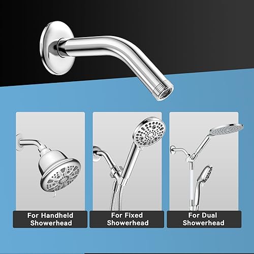 Miniatura 5 de MakeFit Brazo de ducha, brazo universal de tubo de ducha de 6 pulgadas con brida y cinta de teflón, brazo de extensión de acero inoxidable 304 para