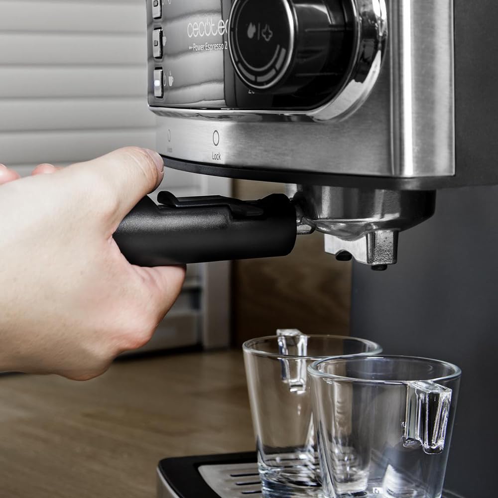 Cecotec Cafetera Express Manual Power Espresso 20, 850W, 20 Bares, 1.6L, Acero Inoxidable