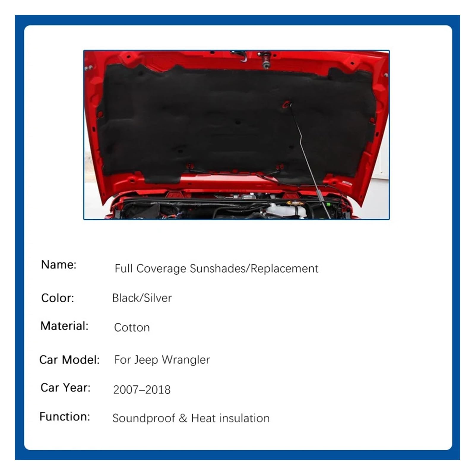 MOPAR Hood Insulation Pad For 2007-2018 Jeep Wrangler JK - OE Part #55361338AO 4 thumbnail image
