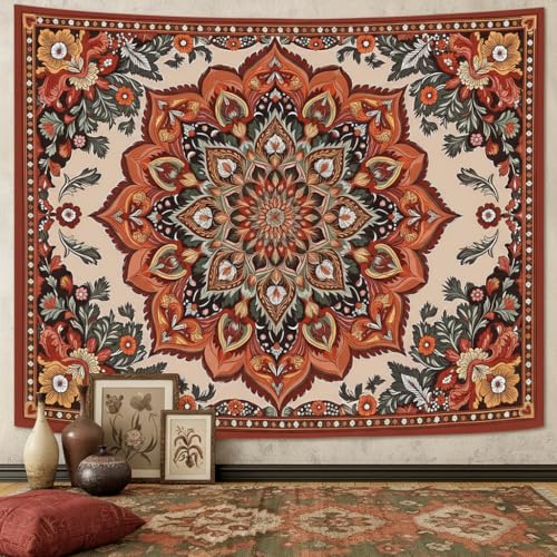 Accnicc Vintage Floral Mandala Tapestry Wall Hanging Boho Flower Tapestry