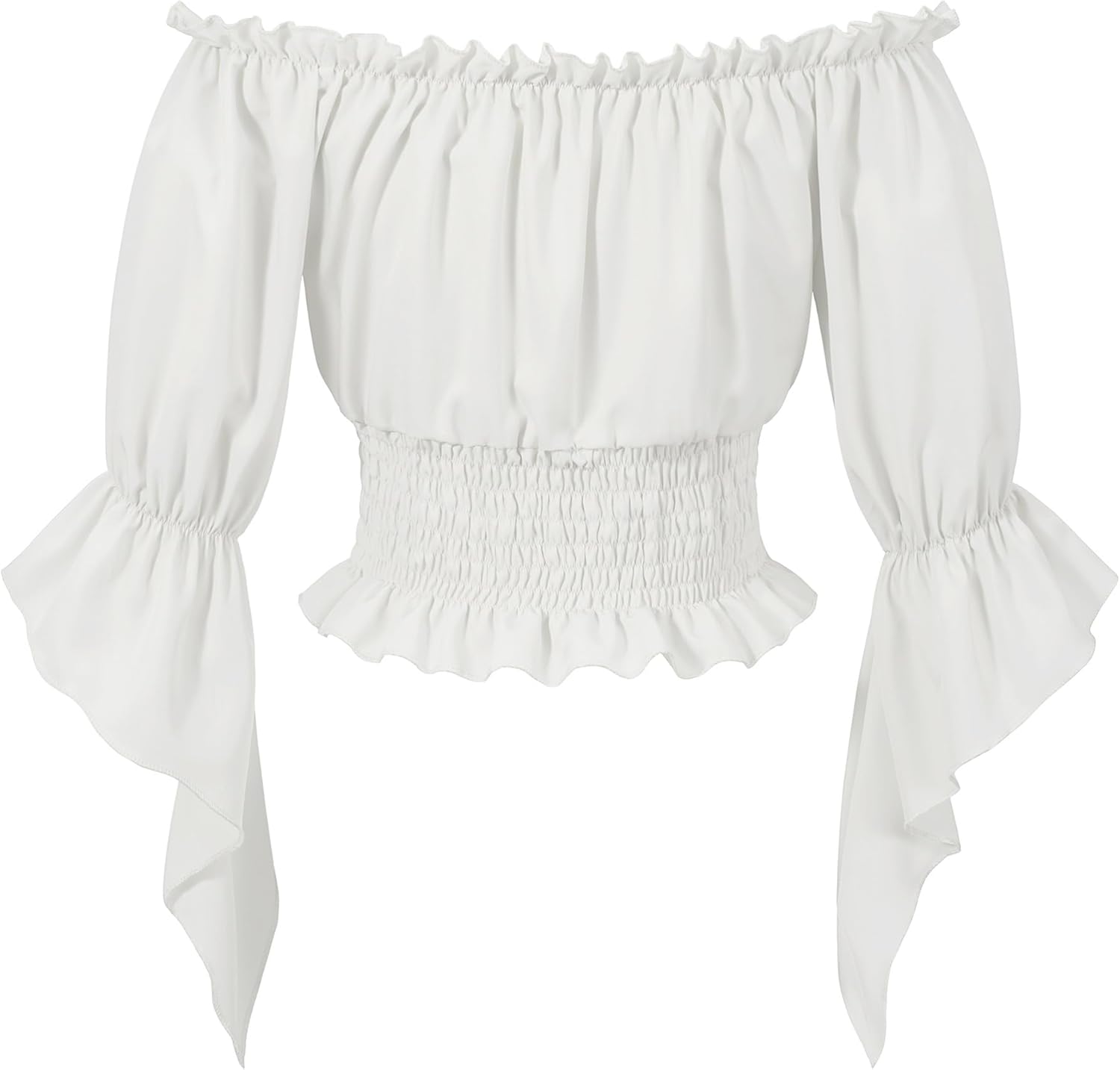 Womens Renaissance Victorian Peasant Shirt Pirate Blouse Cosplay Costume Bell Sleeve Tops - Image 3