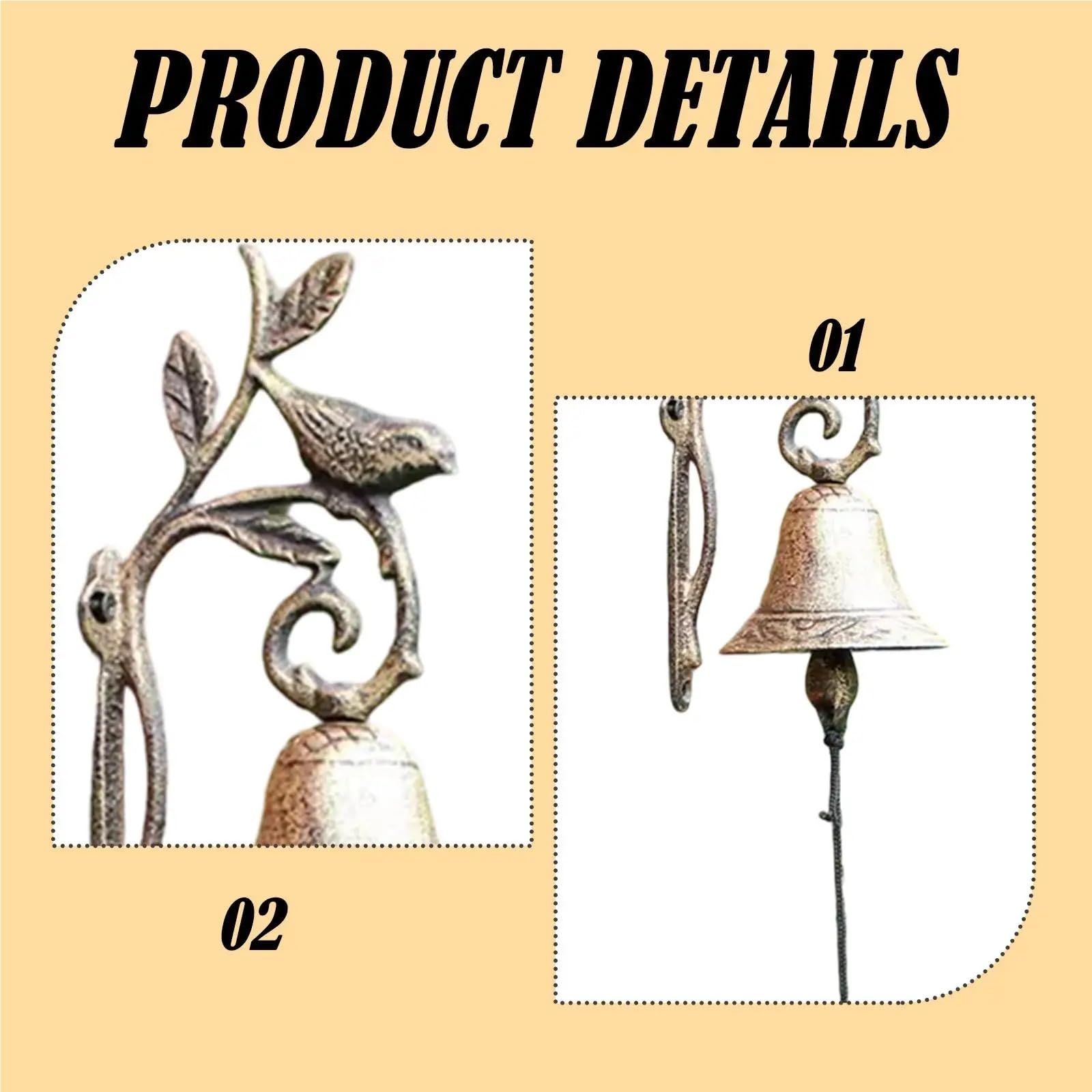 Campana de cena hierro fundido para Decoración | Timbre for jardín, patio, hogar