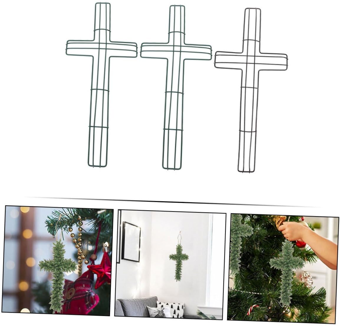 PRETYZOOM 3pcs Cross Shaped Wreath Frame for Floral Arrangements Easter Decor and Holiday Crafting Metal Wire Wreath Forms for Versatile Use