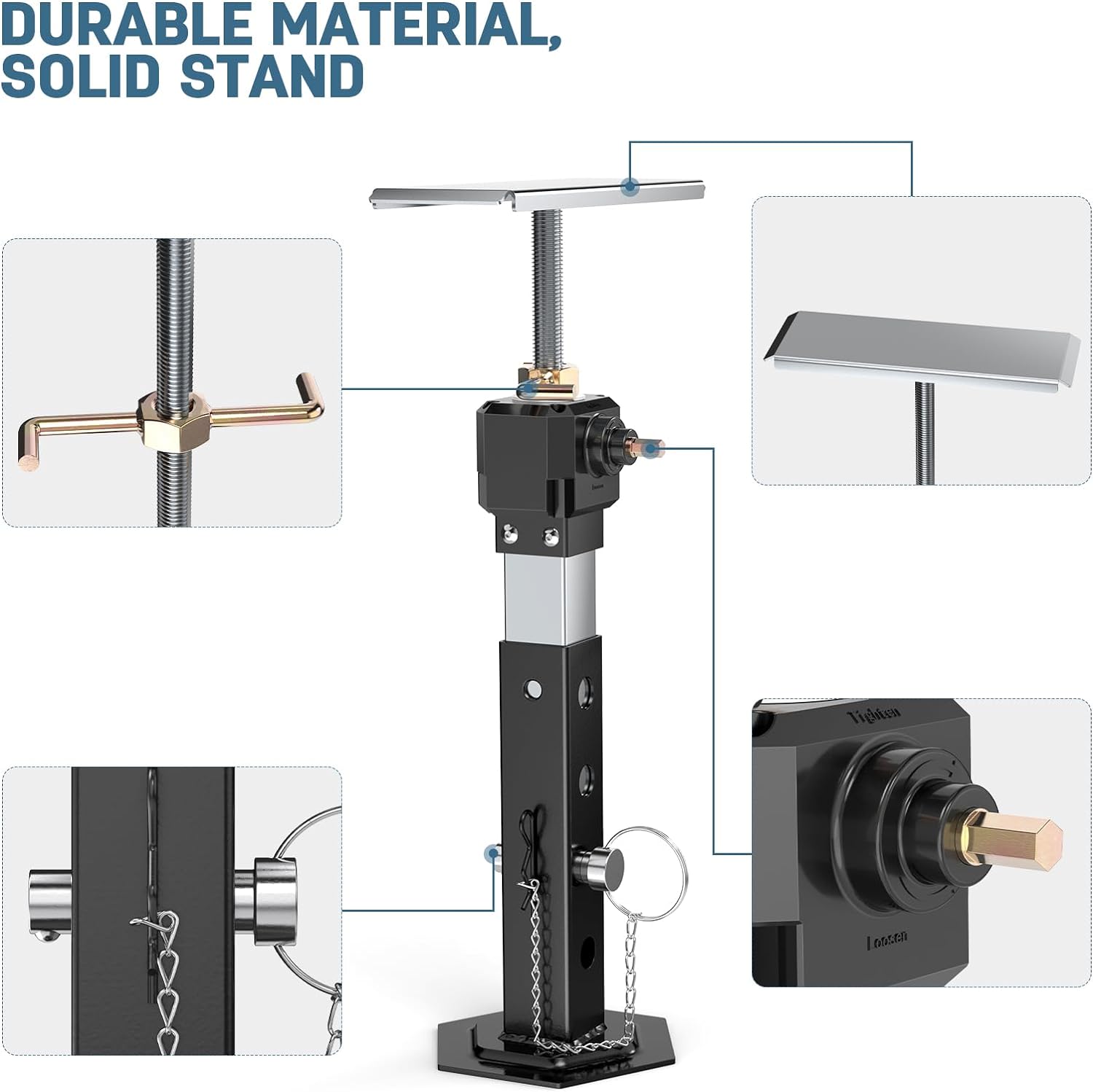 2 PCS RV Slide Out Stabilizer Jacks, 13"-24" Adjustable Camper Slide Out Supports Jacks Heavy Duty for RV, Camper and Travel Trailers, Holds Up to 5,000 lbs, Power Drill Adjust