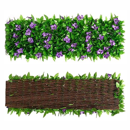 LSRVNM Seto Artificial Ocultacion, Celosia Extensible con Hojas, Jardín Vertical Exterior, Valla de Privacidad de Hiedra Artificial Para Patio Balcón