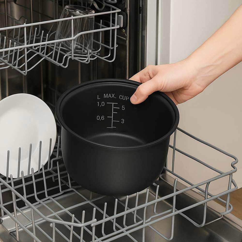 GASTROBACK Cuociriso professionale grande da 3 l, cottura automatica di riso, basmati, porridge, vaporiera per verdure, pentola interna antiaderente, funzione di mantenimento al caldo, spegnimento