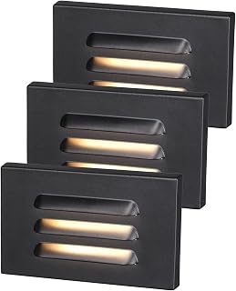 LEONLITE 3-Pack 5CCT 120V LED Step Lights, Louvered, Black