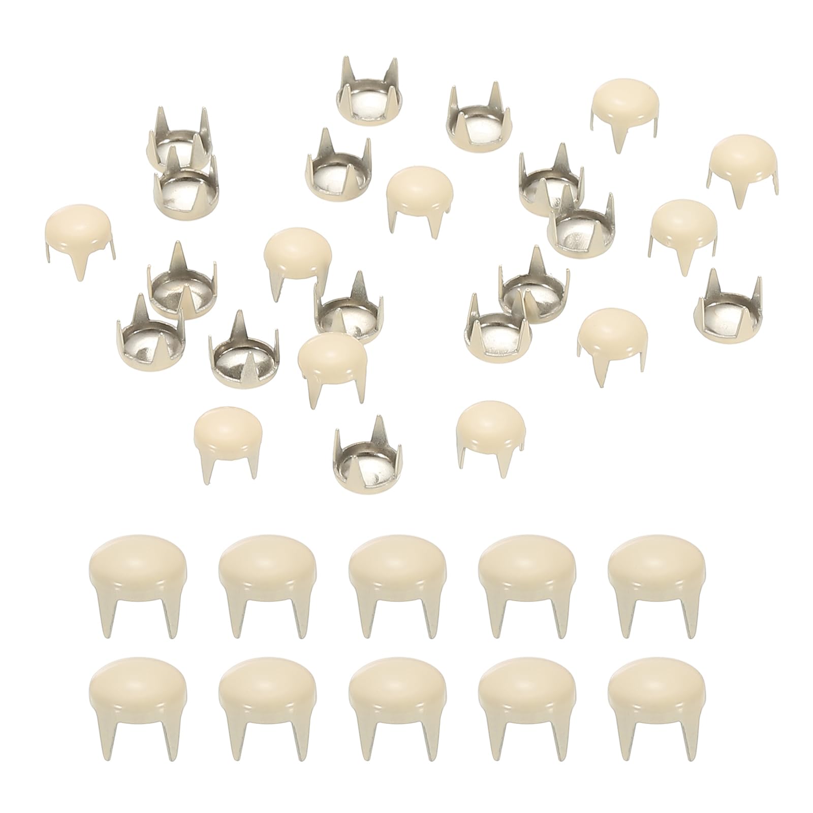 PATIKIL 5mm Metal Studs Spots 100Pcs Round Dome Claw Beads Nailhead Rivets Spike Studs for Leather Craft Clothes Belt Bag Shoes Apricot