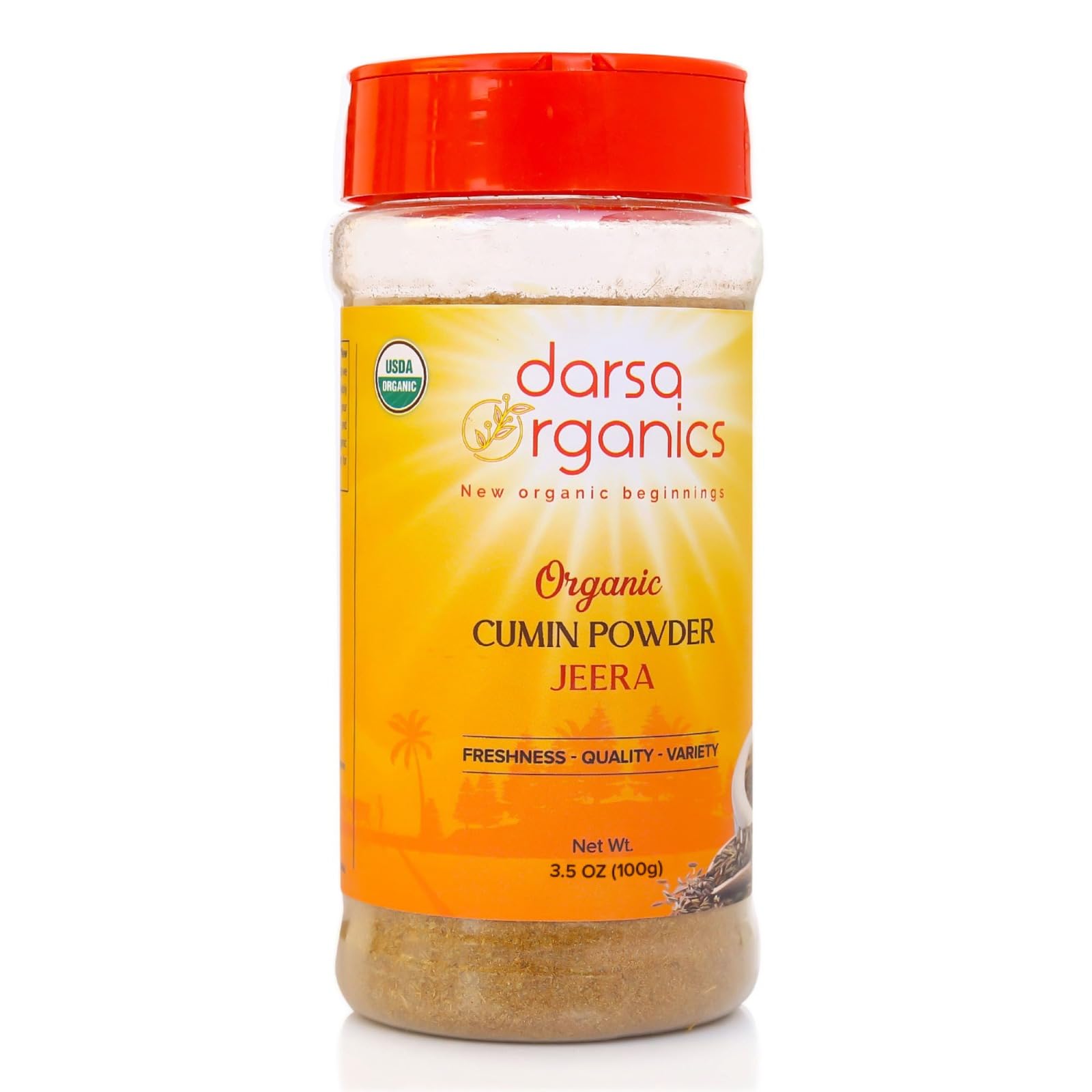 Darsa Organics Ground Cumin Powder 3.5 oz - Premium Grade USDA Organic Certified Cumin Spice from India, Ideal for Curries, Stews and Taco Seasoning,