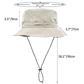 woogwin Waterproof Bucket Rain Hat with Chin Strap Quick Dry Packable Boonie Sun Hat Safari Hat UV Protection(Beige)