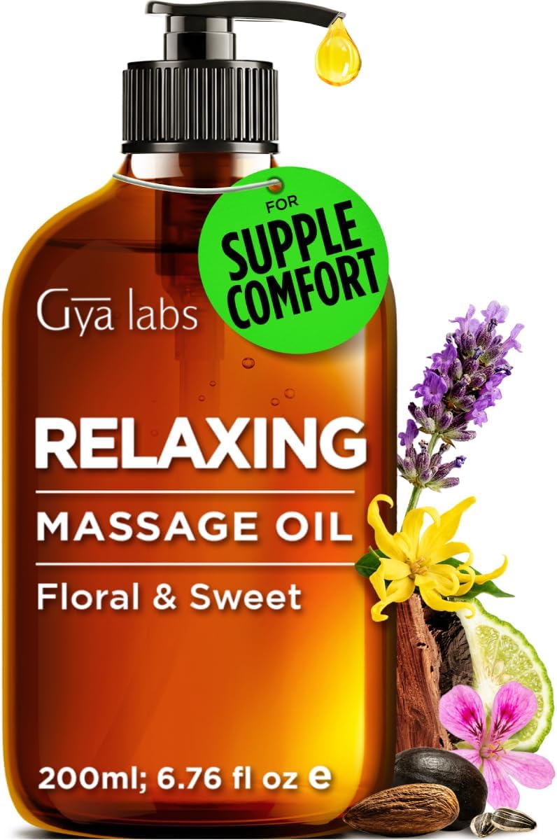 Relaxing Sensual Massage Oil for Couples - Ylang Ylang, Rose Geranium and Organic Argan Infused Body Oil for Skin - 100 Pure and Natural Massage Oils - (200ml)