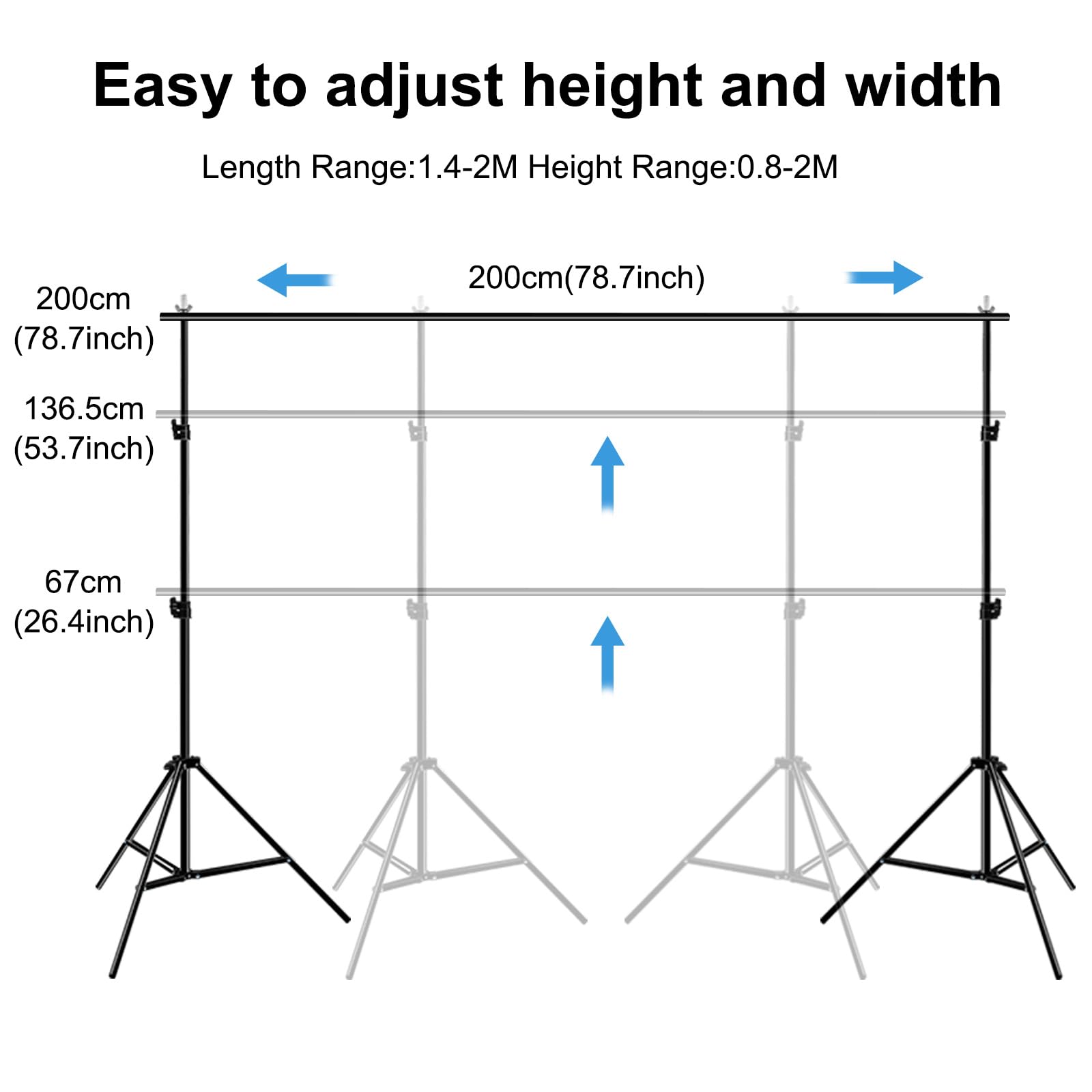 PULUZ Kit de support pour toile de fond 2 x 2 m, réglable, vert, avec sac de transport + 4 clips pour studio photo, fêtes, mariages et événements