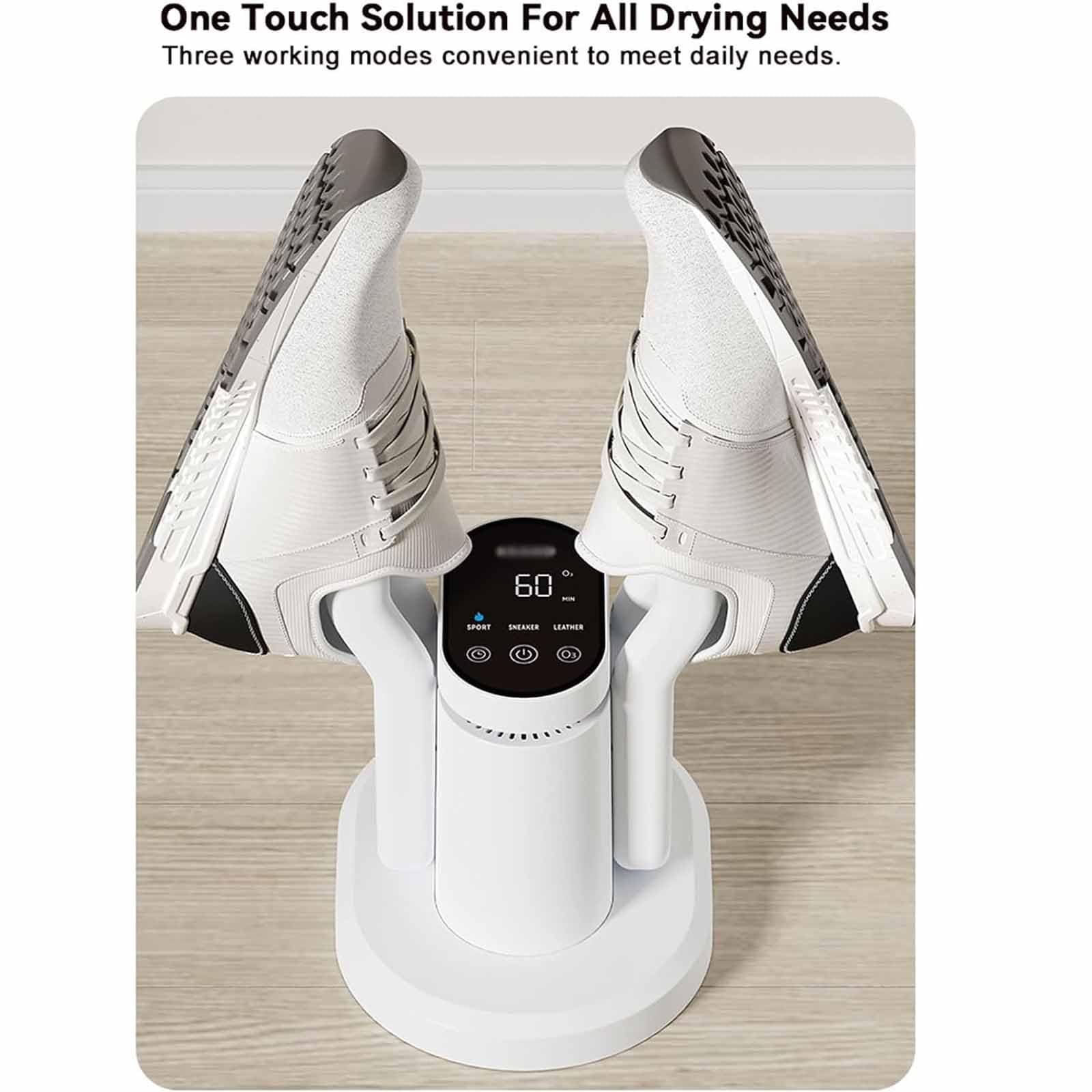 Schuhtrockner mit 360° Heißluftzirkulation, Elektrischer Timer & Touchscreen-Steuerung, 3 Trocknungsmodi, Effiziente Trocknungstechnologie für Stiefel