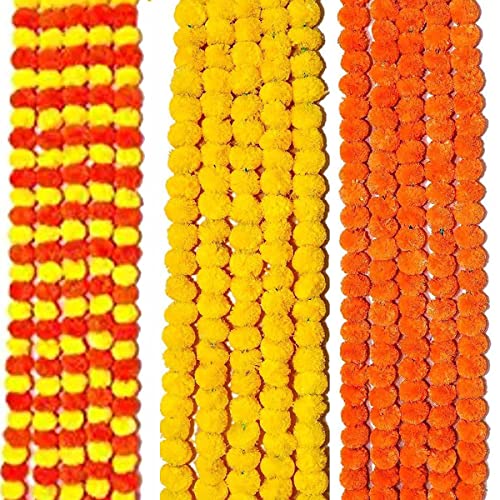 PlantaZee Genda Phool Artificial Marigold Flower/Genda Phool Garl...