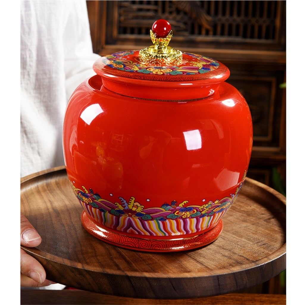Ceramiczny dzbanek na herbatę Luźny pojemnik do przechowywania herbaty Jar Home Kitchen Countertop Jar Ceramiczny chiński Retro Zestaw do herbaty Podwójny garnek Zestaw pudełek na prezent Herbata (B)