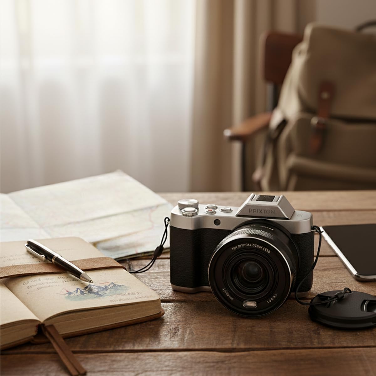 PRIXTON Cámara Digital Nomad DC950, WiFi, App Móvil, Pantalla IPS Resolución 4K 64MP, Estabilización EIS Anti-Shake, Zoom Óptico Real 10X, Autonomía 85 Minutos, Tarjeta SD hasta 256GB