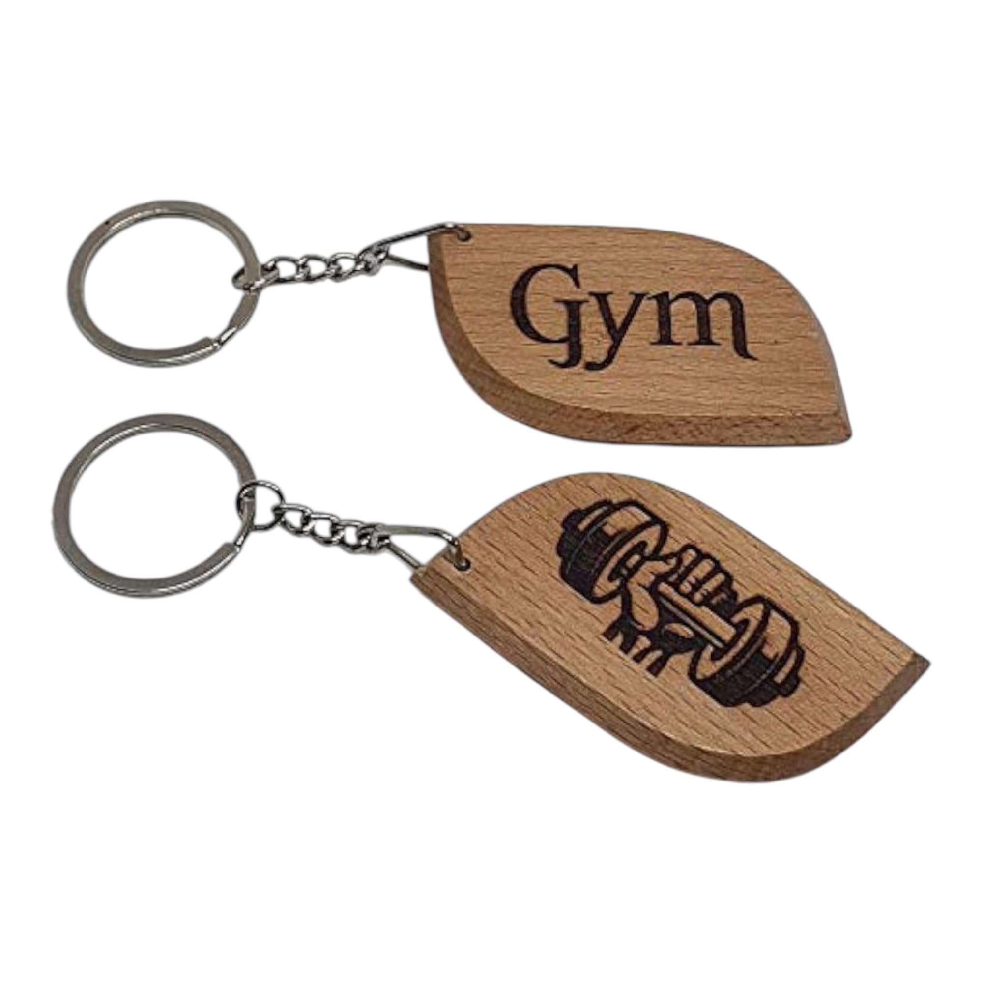 S M Gift Shop Gym Engraved Wooden Keyring Keychain Key Ring