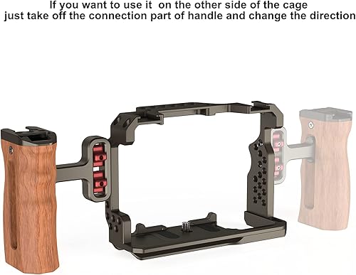 Miniatura 5 de Mini mango lateral de madera con tornillos de 14 de pulgada a 20 tornillos para cámara digital, jaula de cámara réflex digital con soporte de zapata