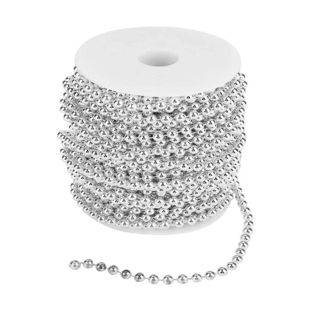 Ancllo Silver 20M/Roll Beads String Garland Beaded Trim Delicate Decorative Pearls String For Wedding Party Festival Supplies