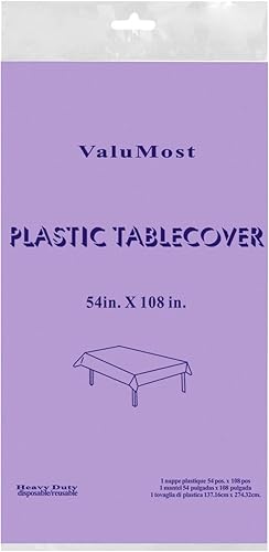 Miniatura 2 de Party Essentials ValuMost - Mantel de plástico disponible en 36 colores, 54 x 108 pulgadas, color lavanda