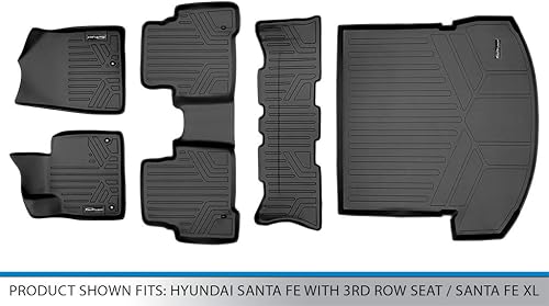 Miniatura 7 de MAXLINER Juego de alfombrillas (3 filas) y forro de carga detrás de la segunda fila, color negro para Hyundai Santa Fe 2013-2018 con asiento de