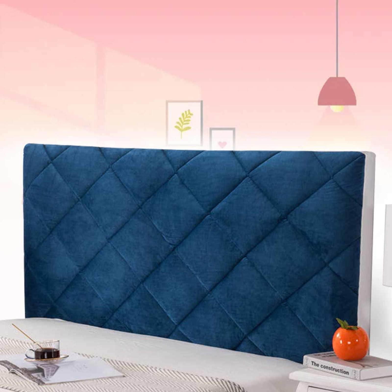 Copritestiera Letto Copertura/Copri Testata Letto Matrimoniale Singolo Imbottito Cuscini da Lettura Copri Testata Letto Singolo Velluto Imbottito Anticollisione Protezione Fodera,blu-180cm