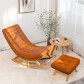 HZH Cadeira de balanço Cadeira de praia Pátio Jardim Espreguiçadeira para sesta Espreguiçadeira Cadeira de relaxamento Cadeira de leitura de lazer Cadeira de sofá Cadeira de descanso reclinável para