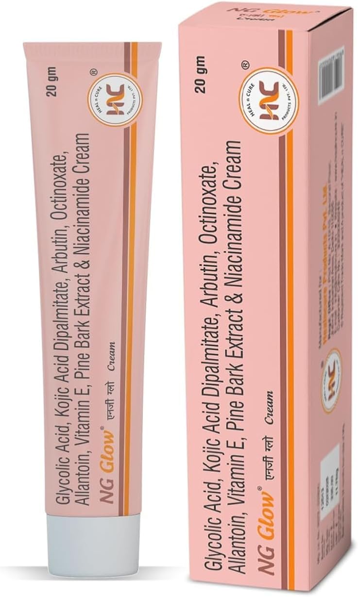 Heal N Cure NG Glow Skin Cream with Kojic Acid and Glycolic Acid, Anti-Pigmentation Formula, 20g