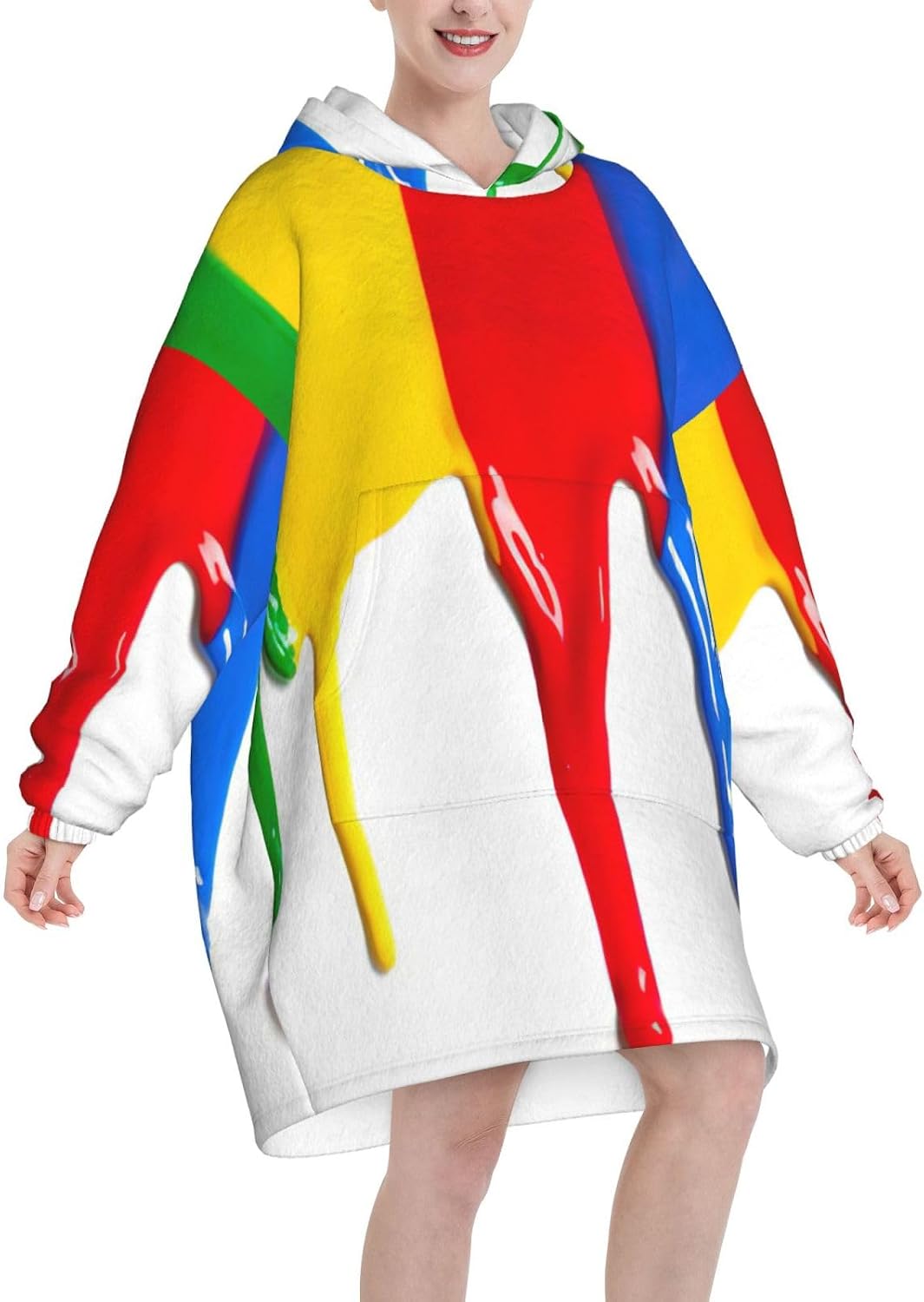 Paint Splatter Backdropprint Oversized Hoodie Blanket, Super Soft Warm Comfortable Hoodie, Wearable Blanket Adult