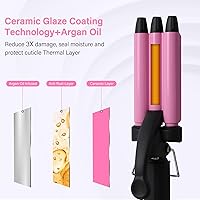 Vista 4 de Mini Rizador de Cabello, janelove Plancha Rizadora de Ondas Playeras de 1/2 Pulgada, Ondulador de Cabello para Cabello Corto y Mediano con 3