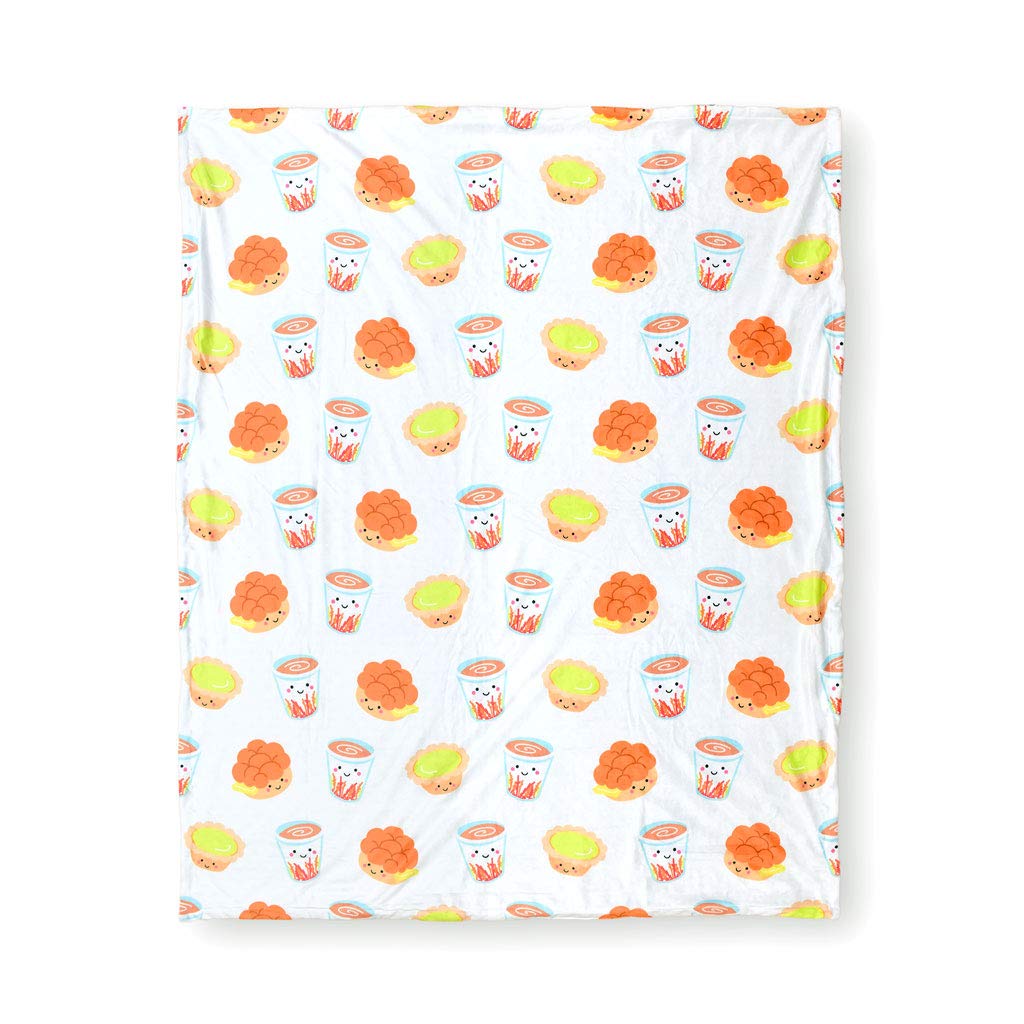 Super Soft Minky Fleece Baby Blanket - Cha Chaan Teng (Egg Tart, Milk Tea + Pineapple Bun)