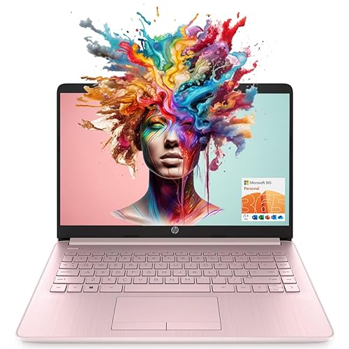 HP Portable Laptop (Include 1 Year Microsoft 365), 14’’ HD Display, 16GB RAM, 64GB eMMC, Intel Quad-Core N4120, Student and Business, Webcam, HDMI, Wi-Fi, RJ-45, Windows 11 Home, Pink - 16GB RAM | 64GB eMMC - Pink