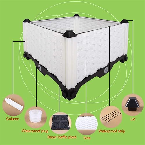 Miniatura 4 de Hershii Kits de cama elevada de jardín, contenedores rectangulares de plástico para plantas profundas, para interiores y exteriores, verduras,