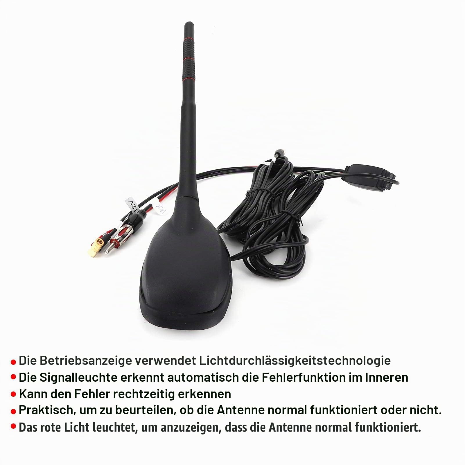 Dab Antenne Auto, DAB+GPS+FM-Antenne Autoantenne Digital Radio FM/AM Kombi Dachantenne mit Verstärker Signal Amplifier SMB Adapter DIN mit 5m Verlängerungskabel für FM Autoradio