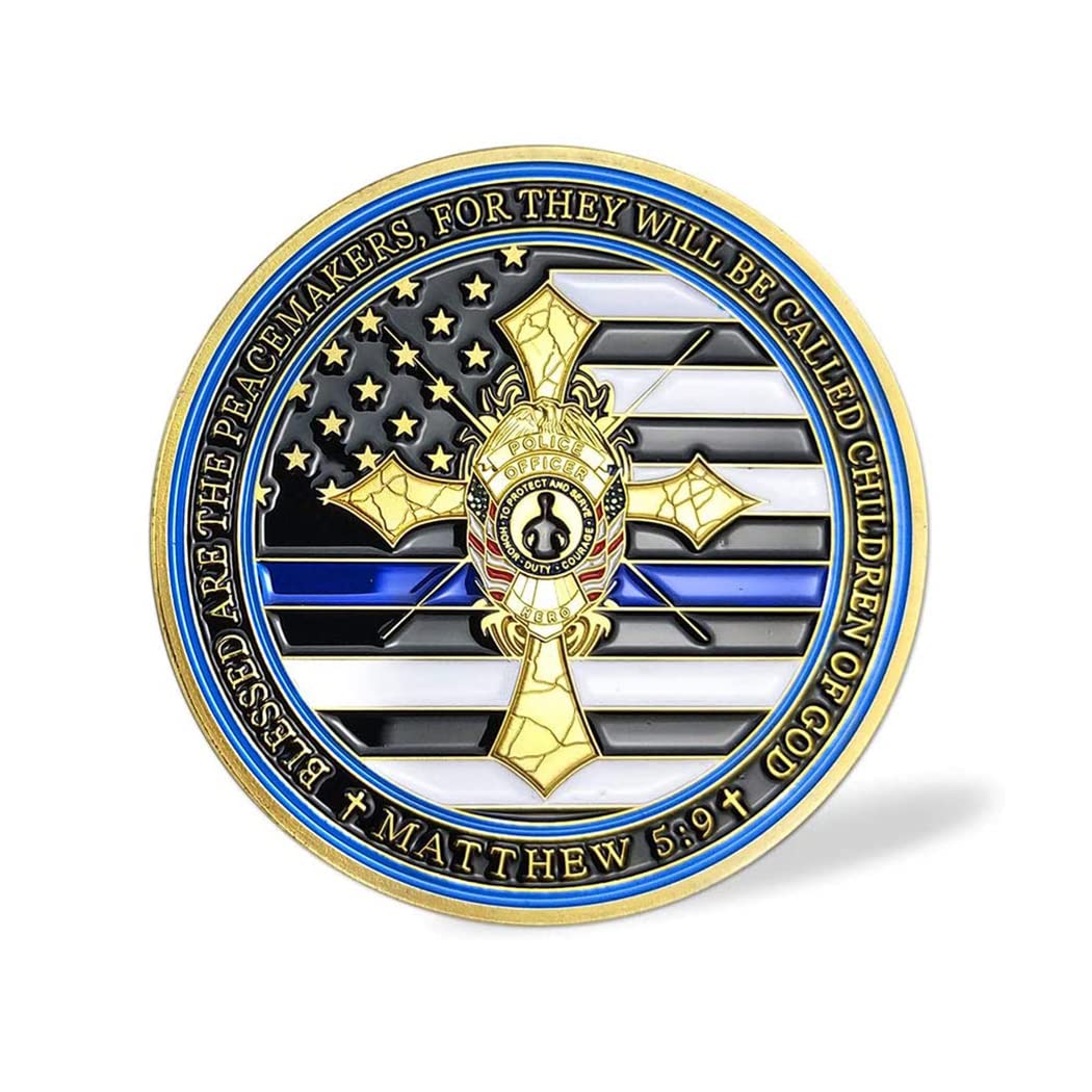 Thin Blue Line Police Prayer Coins -2 Thin Blue Line Police Prayer Coins -2