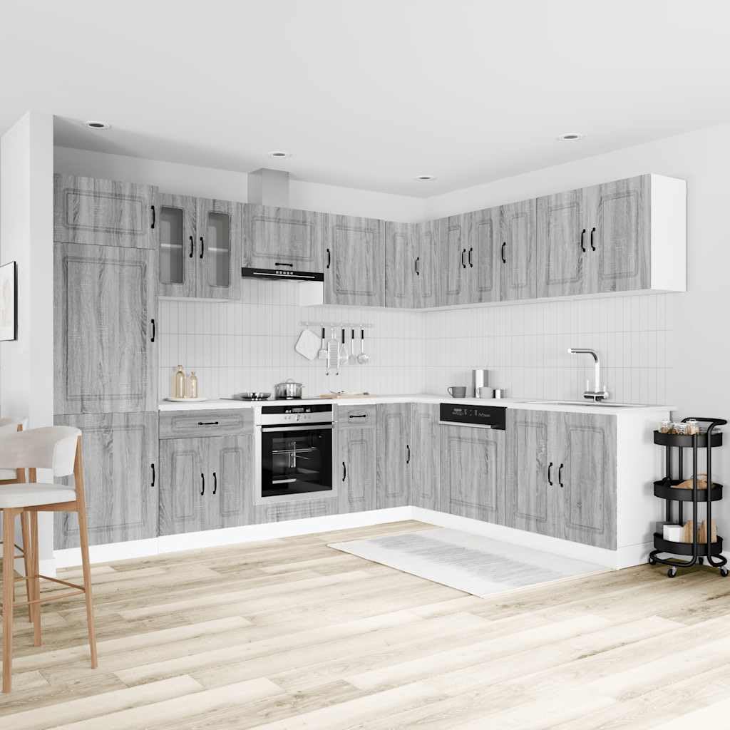 Set Mobili Cucina 14 Pezzi Kalmar Grigio Sonoma in Truciolato