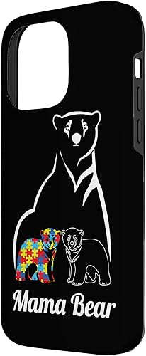 Miniatura 2 de Funda para iPhone 14 Pro Max para concientización sobre el autismo, mamá oso, mamá y niño