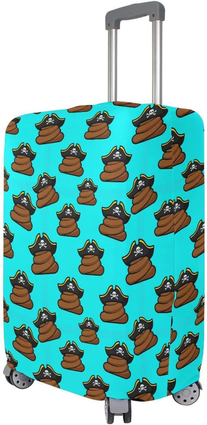 Aslsiy Elastic Fabric Luggage Cover Cute Shit Pattern Pirate Hat (2) Luggage Identification Travel Baggage Protector S