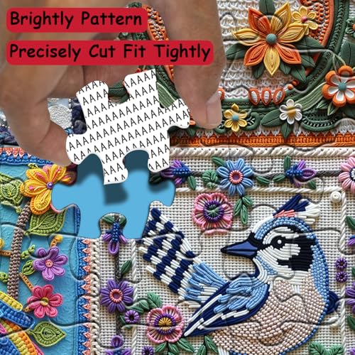 Rompecabezas Patchwork Bird para Adultos, 1000 Piezas, Rompecabezas de Aves con Flores, Rompecabezas Desafiante de Animales Lindos como Decoración para Pared en el Hogar miniatura 4