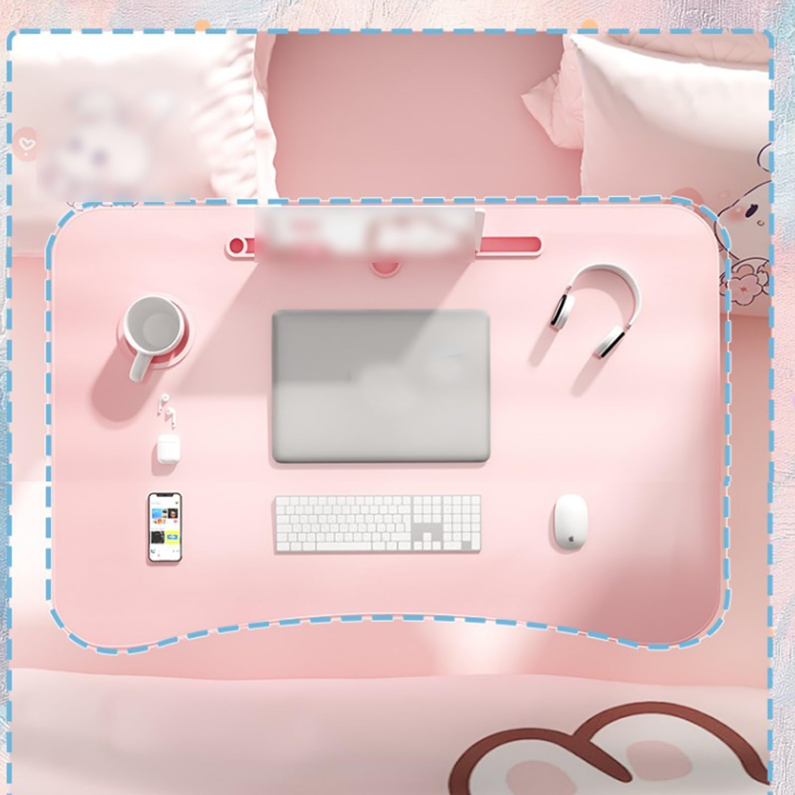 Tavolino Pieghevole da Letto con Porta Bicchiere E Leggio for Tablet, 60x40 Cm, Salvaspazio, Facile da Trasportare, Ideale for Soggiorno, Camera, Aree Relax E Smart Working(White,70 * 48 * 28cm)