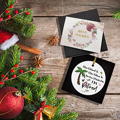 Rewidparty Retirement Gift For Men Women Retirement Party Keepsake Present Retirement Farewell Ornament Keepsake Christmas Birthday 3" Circle Ceramic Ornament With Gold Ribbon & Gift Box #TOP4