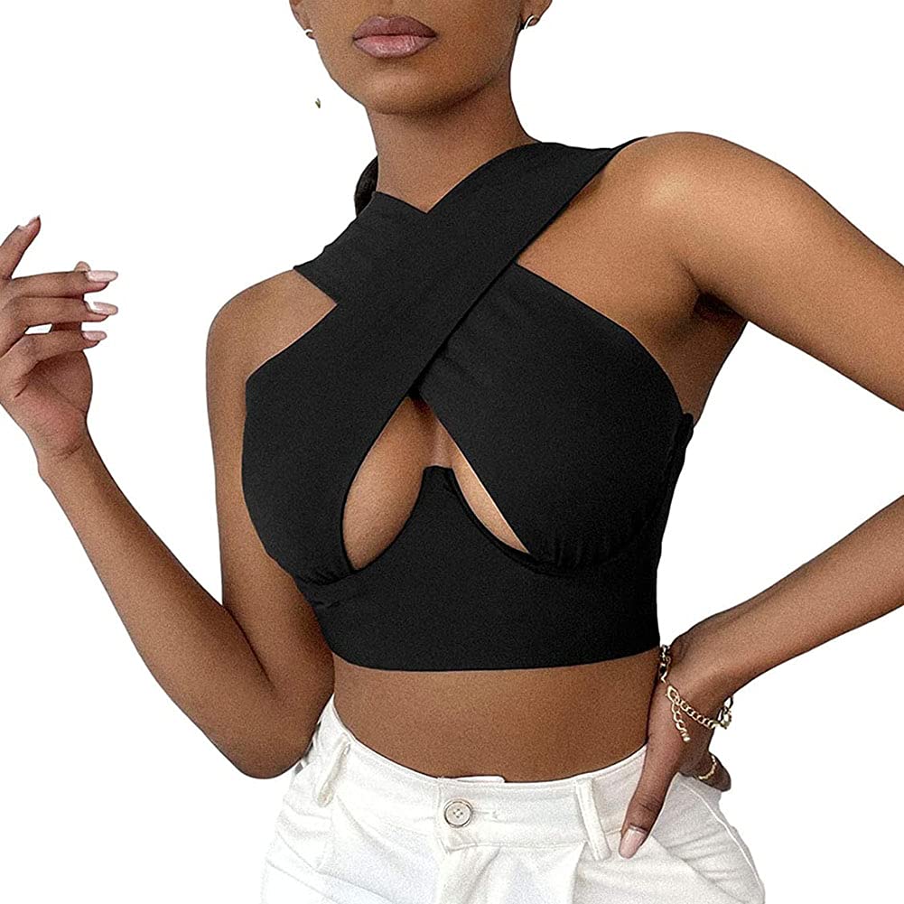 トップス theredthread S cross camisole curve bk 61DVh9r735S.jpg