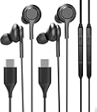 USB C Wired Earbud Type 2Pack Headphone with Microphone Kid for School Chromebook Computer Audifono Compatible for Samsung Running Earphone Volume Control