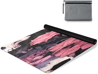 Kigai Skull Flower Yoga Mat Non Slip Fitness Exercise Mat with Carrying Bag,Thick and Soft Breathable All-Purpose Fitness Mat for Yoga,Pilates & Floor Exercises