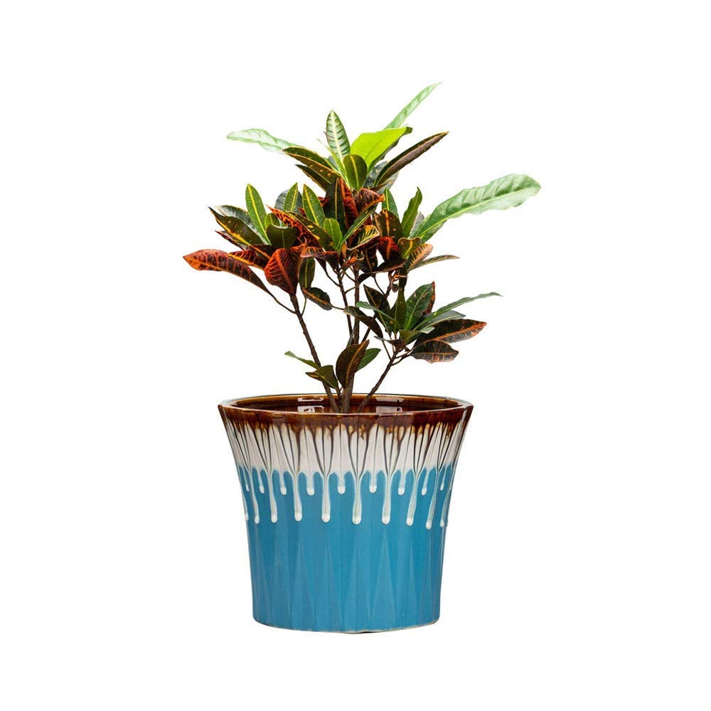 SWENEEN Retro Flow Glaze Ceramic Succulent Planter Pot With Drainage Hole Round Flower Plant Pot For Indoor Outdoor Herb Snake Plants,
