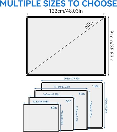 Miniatura 2 de Pantalla de proyección portátil, pantallas de películas plegables 43 sin pliegues, cortina de proyector blanca para cine en casa, conferencias,