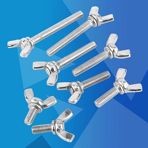 Miniatura 2 de Fdit 8 tipos 5 unids/bolsa M5 304 acero inoxidable ala mariposa tornillos pernos Wingbolt máquina sujetador (M5 * 0.472 in)