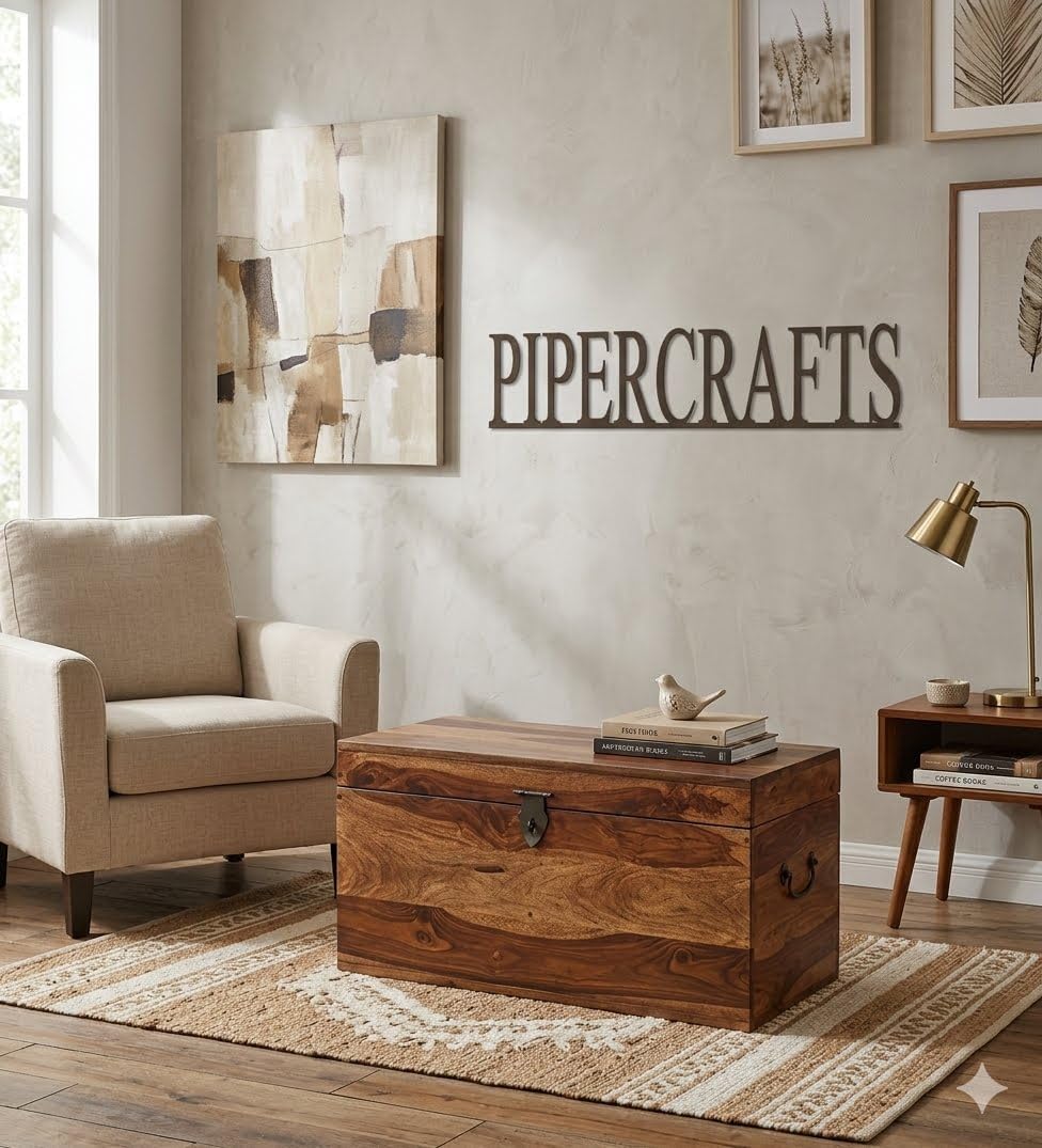 Solid Wood Sheesham Wood Trunk Box Sandook Storage Chest for Home in Rustic Teak Finish for Living Room Bedroom Guest Room and Corporate Office Teak-image-22